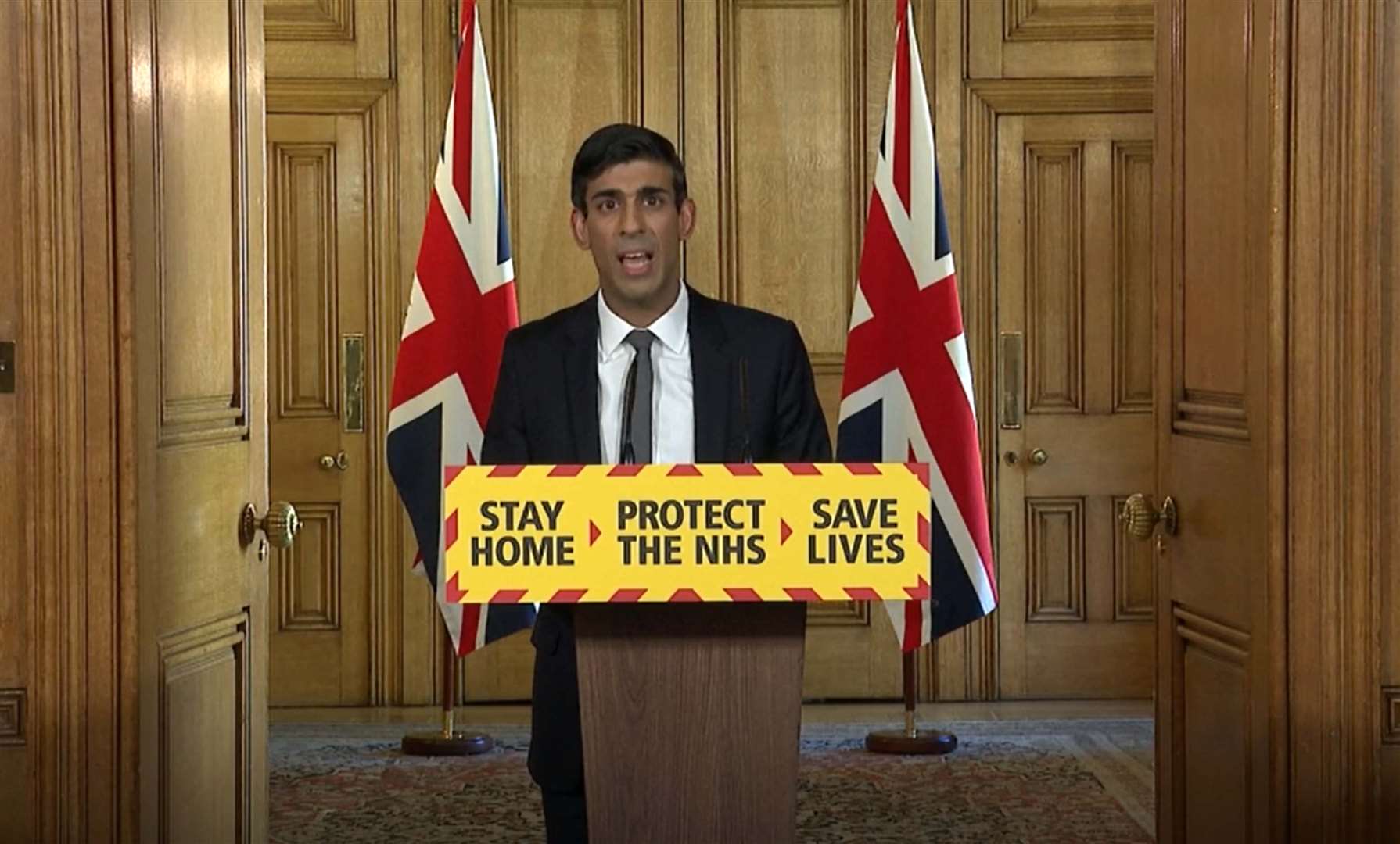 Chancellor Rishi Sunak during a media briefing at Downing Street (PA)