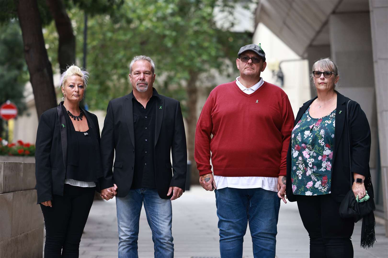 Harry Dunn’s parents and step-parents (L to R): Charlotte Charles, Bruce Charles, Tim Dunn and Tracey Dunn (Aaron Chown/PA)