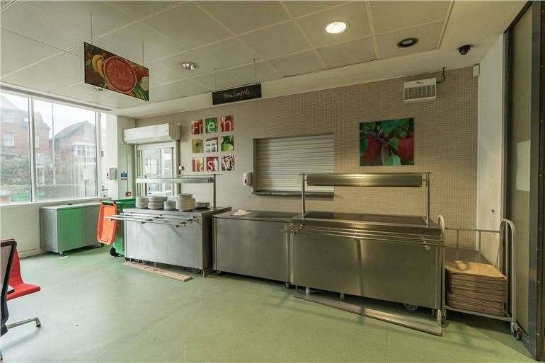 The canteen servery inside the former Saga building in Folkestone