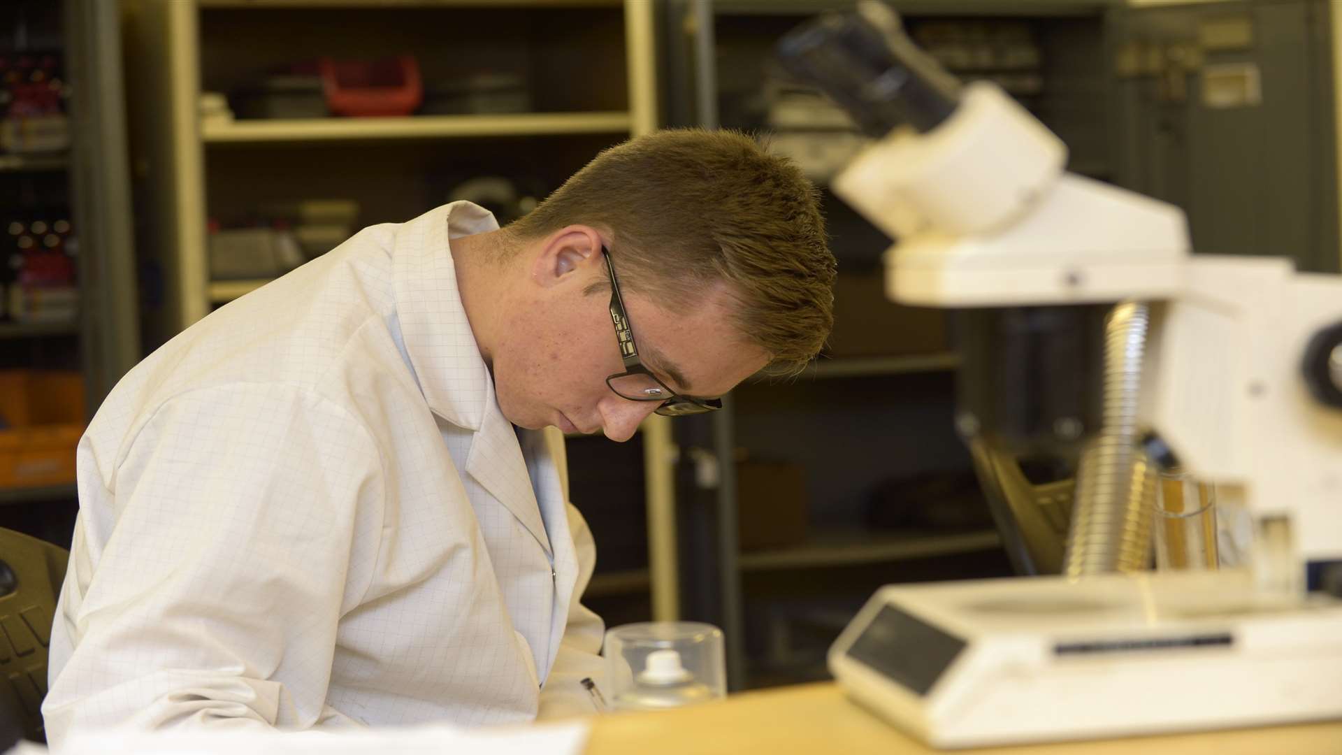 Electronics apprentice Greg Collins at IPS International in Medway City Estate, Strood