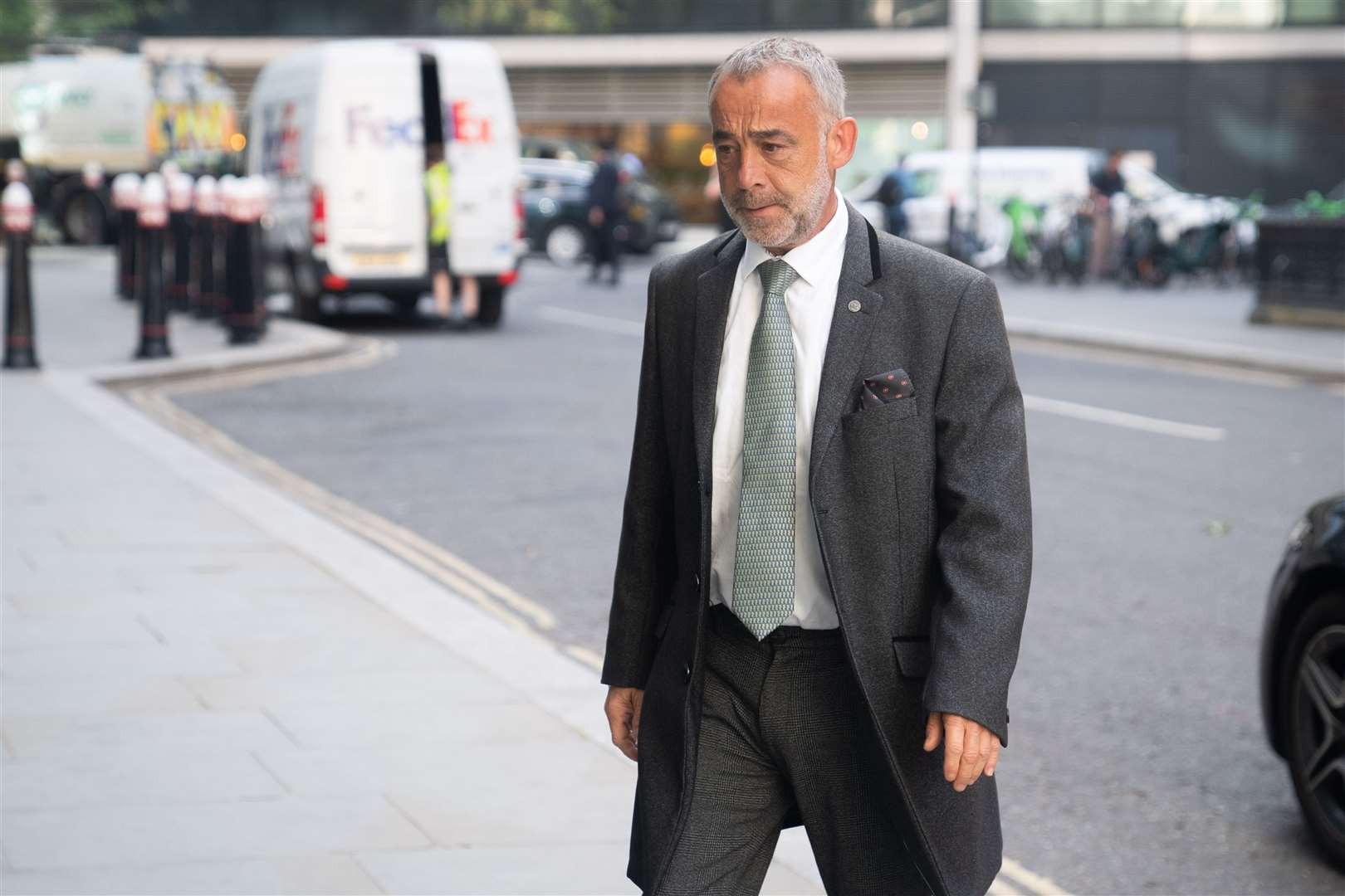 Michael Turner, known professionally as Michael Le Vell, arrives at the Rolls Buildings in central London for the phone hacking trial against Mirror Group Newspapers in June 2023 (James Manning/PA)