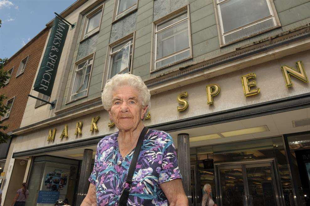 Vera Purll, 93, outside Marks & Spencer, New Road, Gravesend