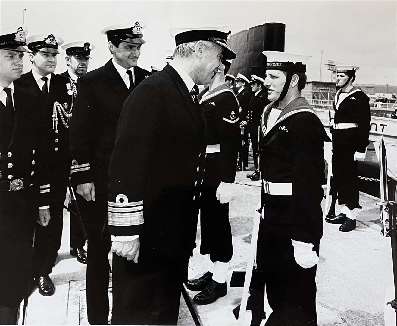 Admiral Sir Trevor Soar as captain of Ocelot - he is fourth from the left. Picture: Royal Navy