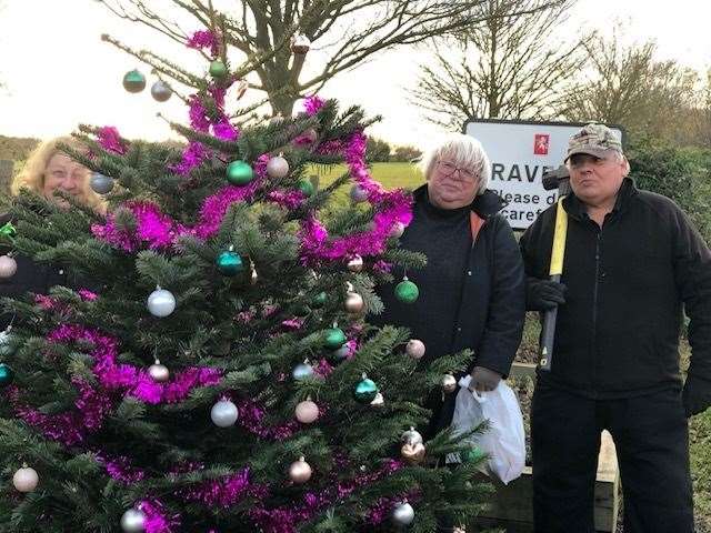 The Christmas tree was kindly put up by volunteers and members of the villages Women's Institute