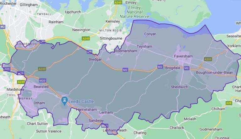 A map of the new Faversham and Mid Kent constituency