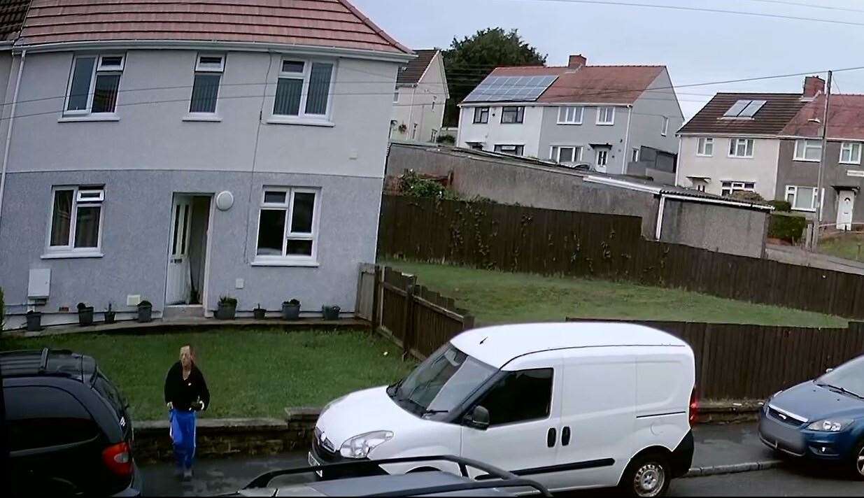 Screengrab from CCTV footage of Brian Whitelock walking from his home to the home of Wendy Buckney on August 22 2022 before her murder (South Wales Police/PA)