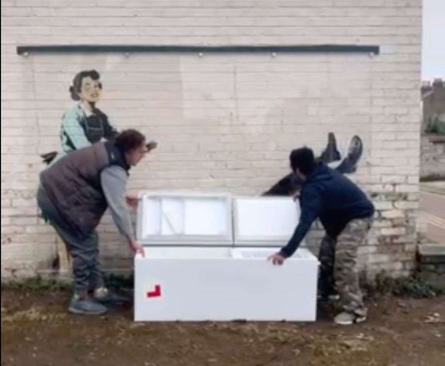 Residents have now added a fridge-freezer in front of the art themselves. Picture: Karen Keen Young