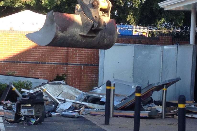 An ATM ripped from Tesco in Pembury with a stolen digger. Picture: Craig Stroud