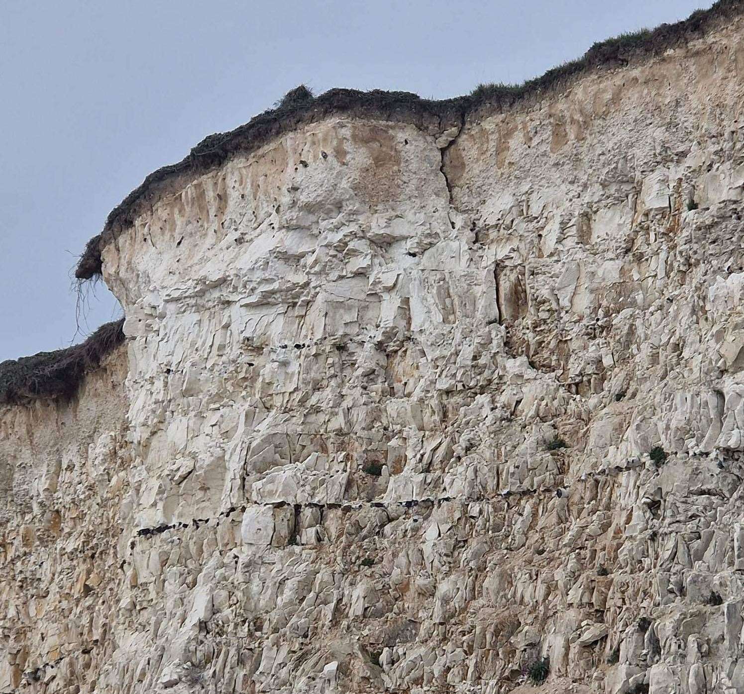 The crack in the cliff near Stone Bay in Broadstairs. Picture: Paul Bailey/HM Coastguard