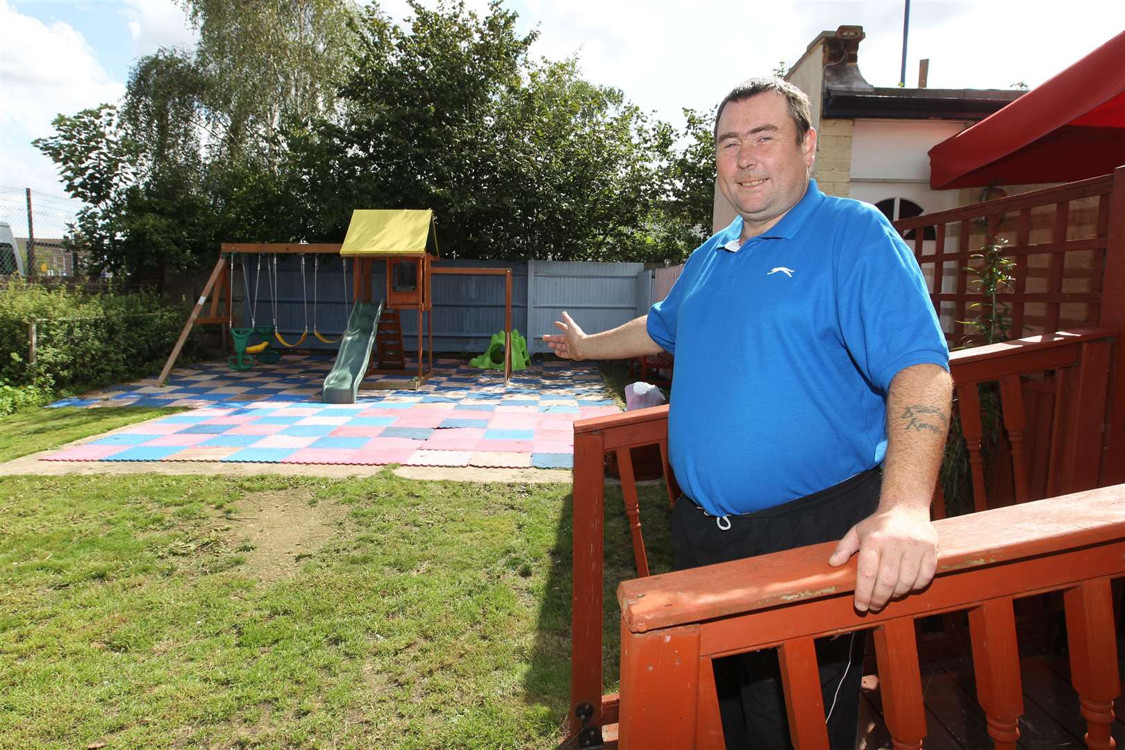Aaron Booth, pictured in 2015 when he became the new landlord of The Old House at Home, shows off the new pub garden, which had undergone refurbishment. Picture: John Westhrop