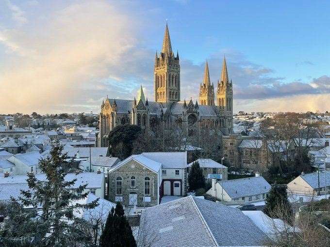 A sprinkling of snow fell as far south as Truro, Cornwall (Esme Page/X/PA)