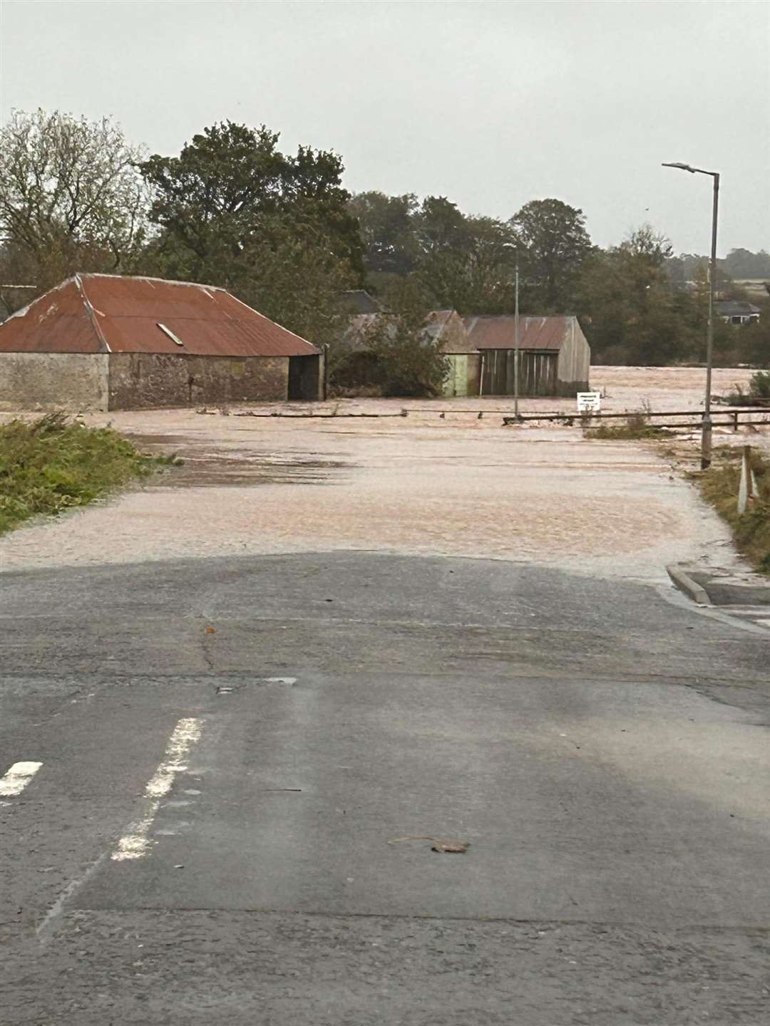 The roads and fields around Marykirk, Aberdeenshire, were flooded (Leah Adams/PA Wire)