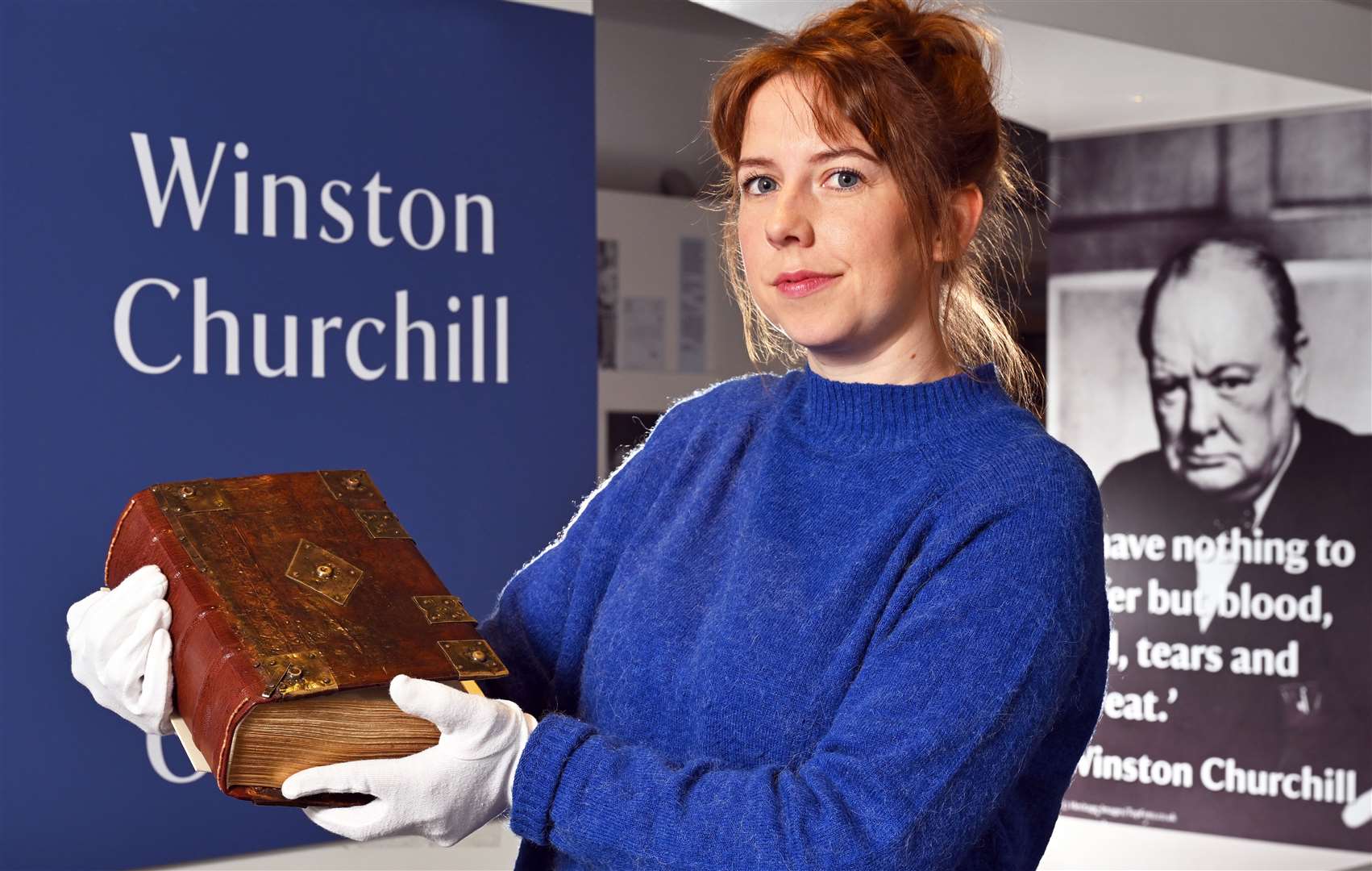 Chartwell House's steward Lizzie Wilson wit the visitors' book Picture: John Millar, National Trust