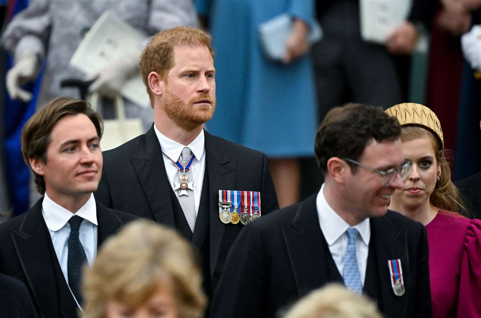 Harry leaving at the end of the service (Toby Melville/PA)