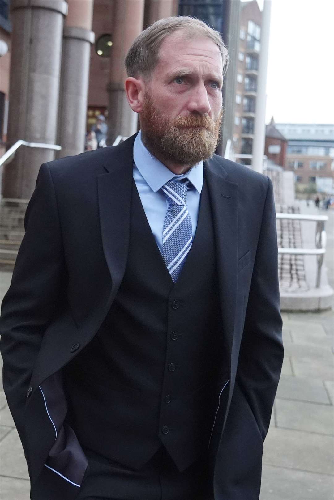 Daniel Graham leaving Newcastle Crown Court after a hearing in the case where he along with Adam Carruthers are accused of felling the Sycamore Gap tree (Owen Humphreys/PA)