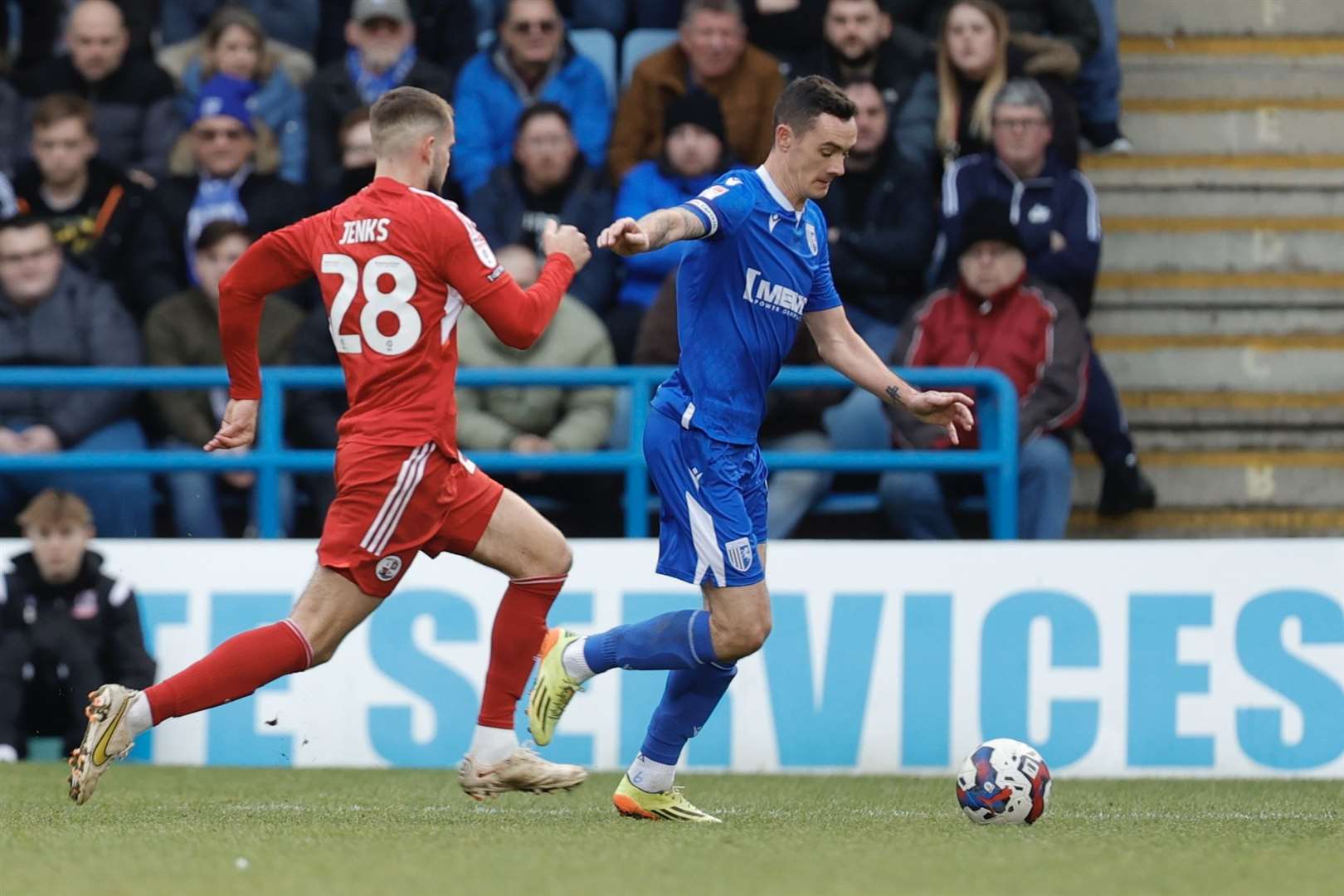 Shaun Williams in possession for Gillingham against Crawley Town at Priestfield