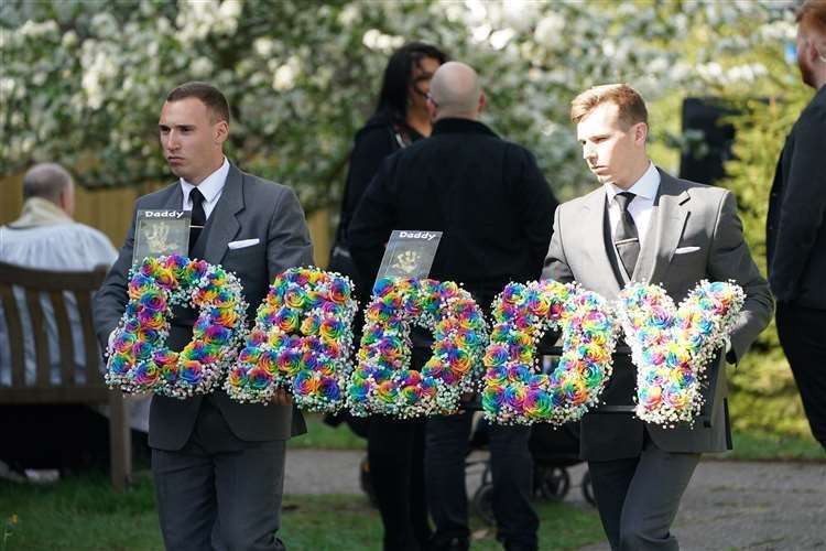 A floral tribute read ‘Daddy’. Picture: Kirsty O’Connor/PA