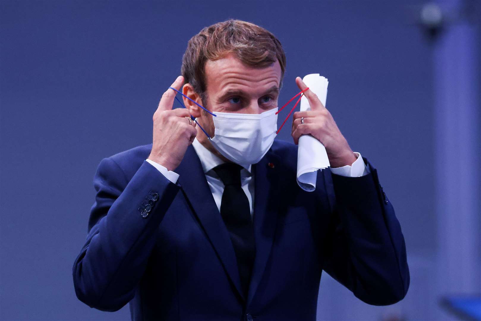 France’s President Emmanuel Macron attends the opening ceremony for the Cop26 summit at the Scottish Event Campus (SEC) in Glasgow (Yves Herman/PA)