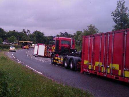 Crash on the A20, east of Maidstone