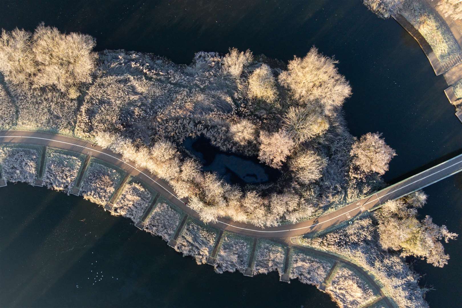 Frozen vegetation by the River Avon in Warwick (Jacob King/PA)