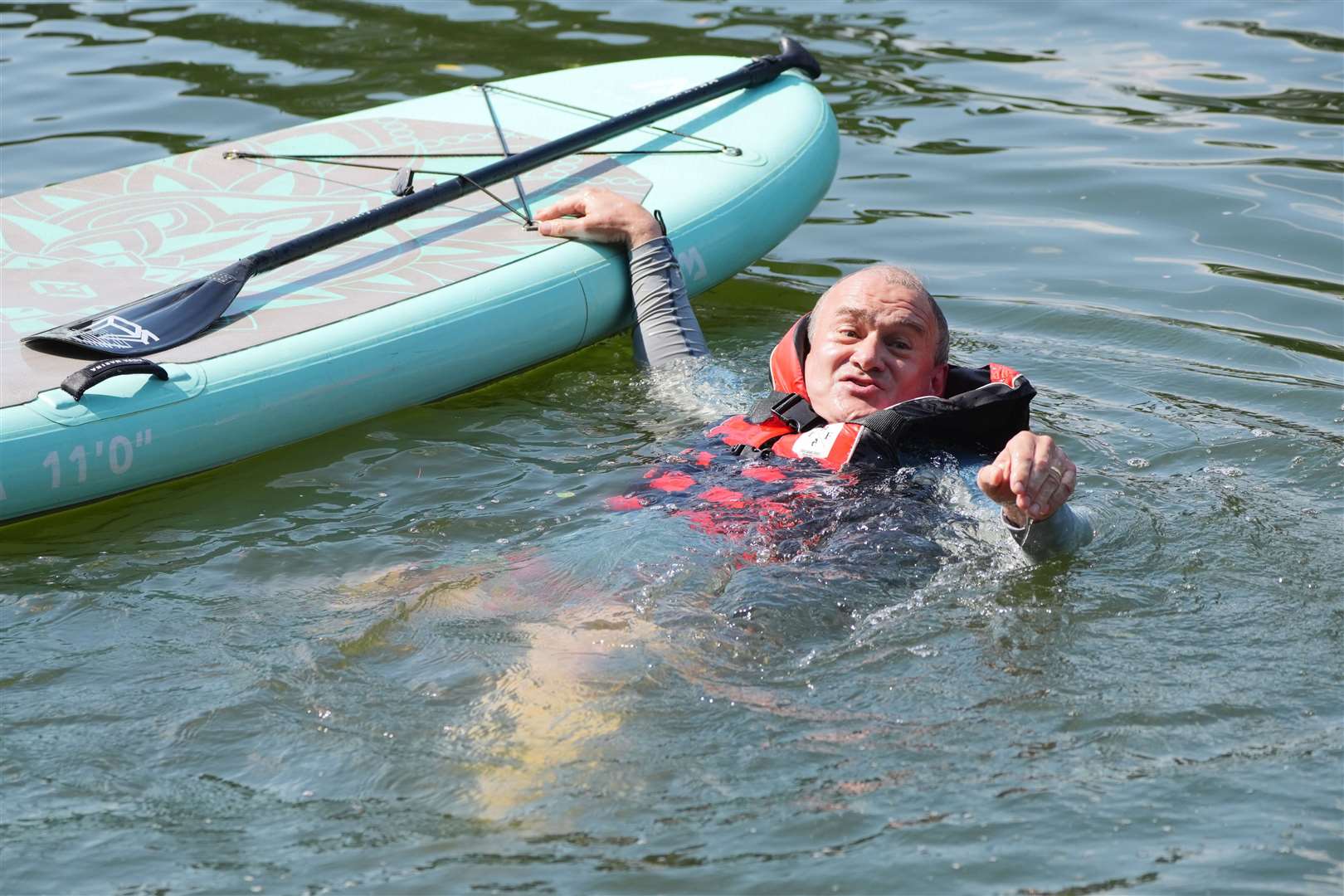 Liberal Democrat leader Sir Ed Davey tumbled off a paddleboard in Goring-on-Thames, Oxfordshire, during the 2024 general election campaign (Jonathan Brady/PA)