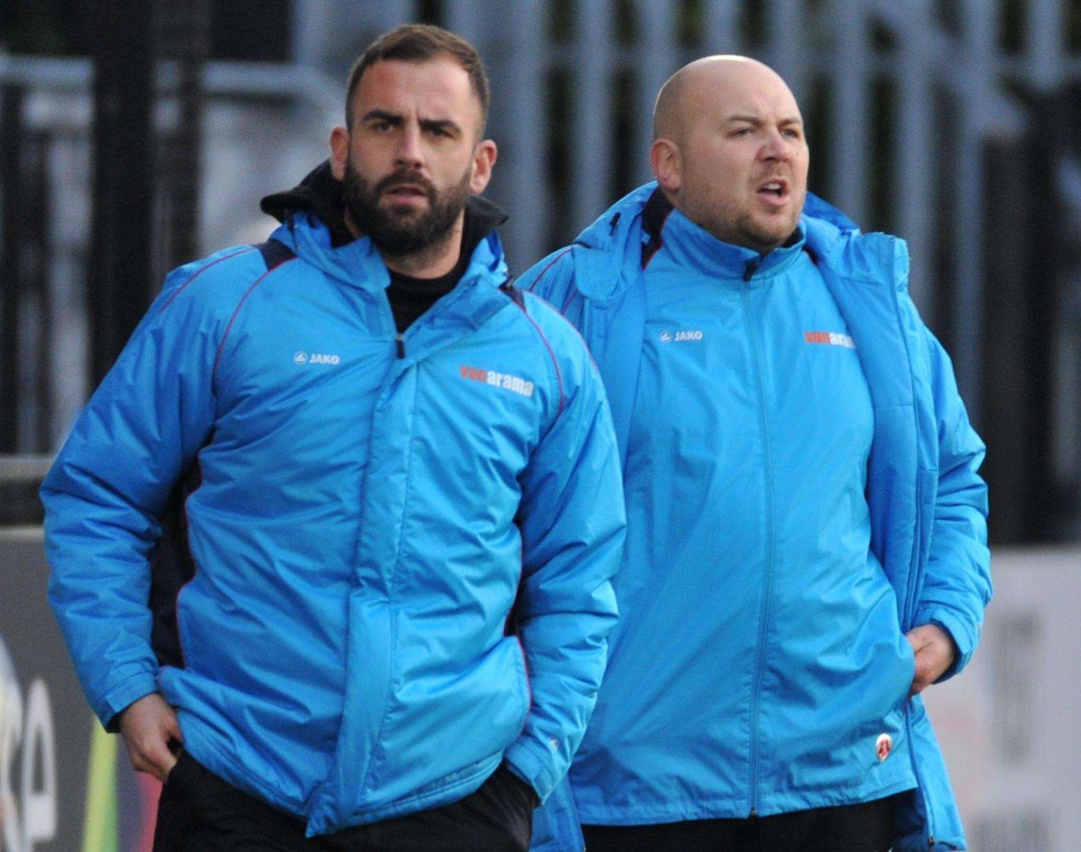 Maidstone United caretaker managers Simon Walton and Tristan Lewis Picture: Steve Terrell