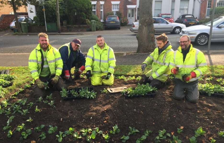 Cold maintenance and ground workers begin the re-planting task