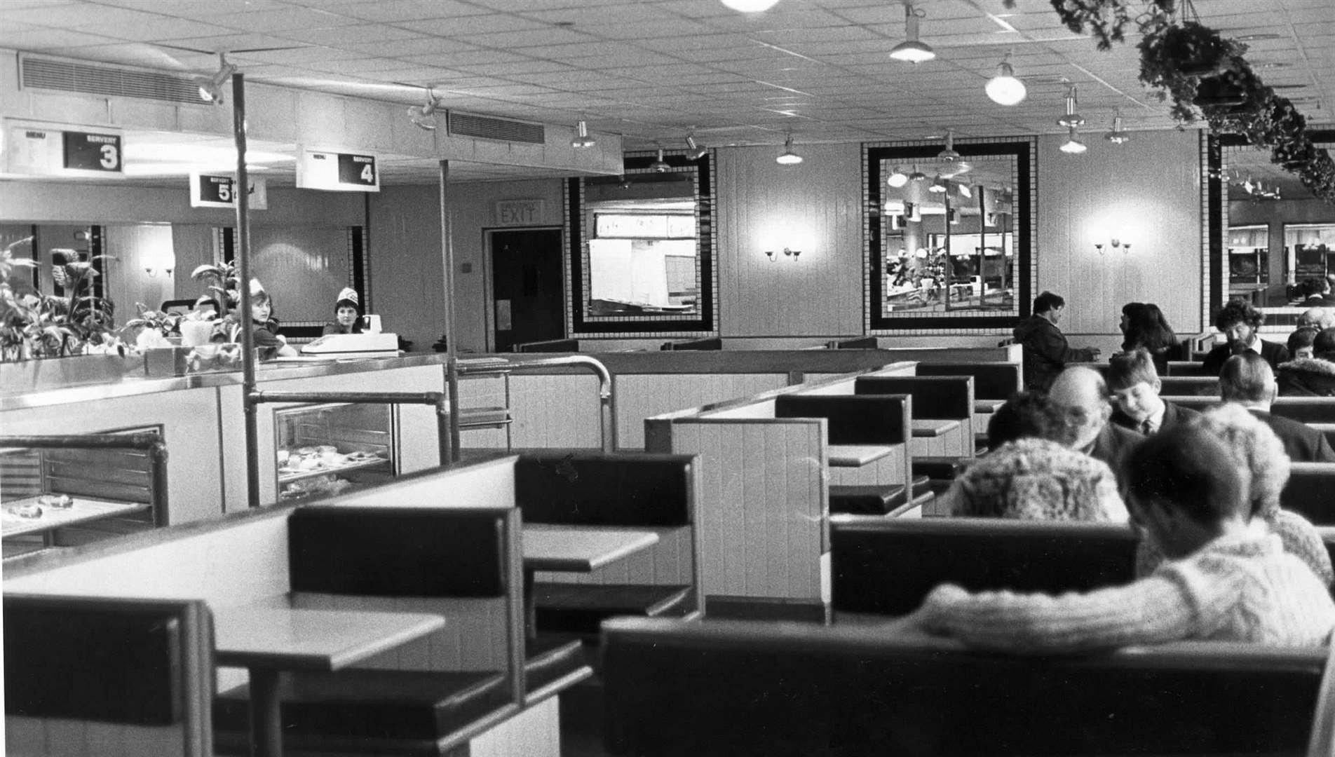 Inside the M2 Cafeteria at Farthing Corner in March, 1981