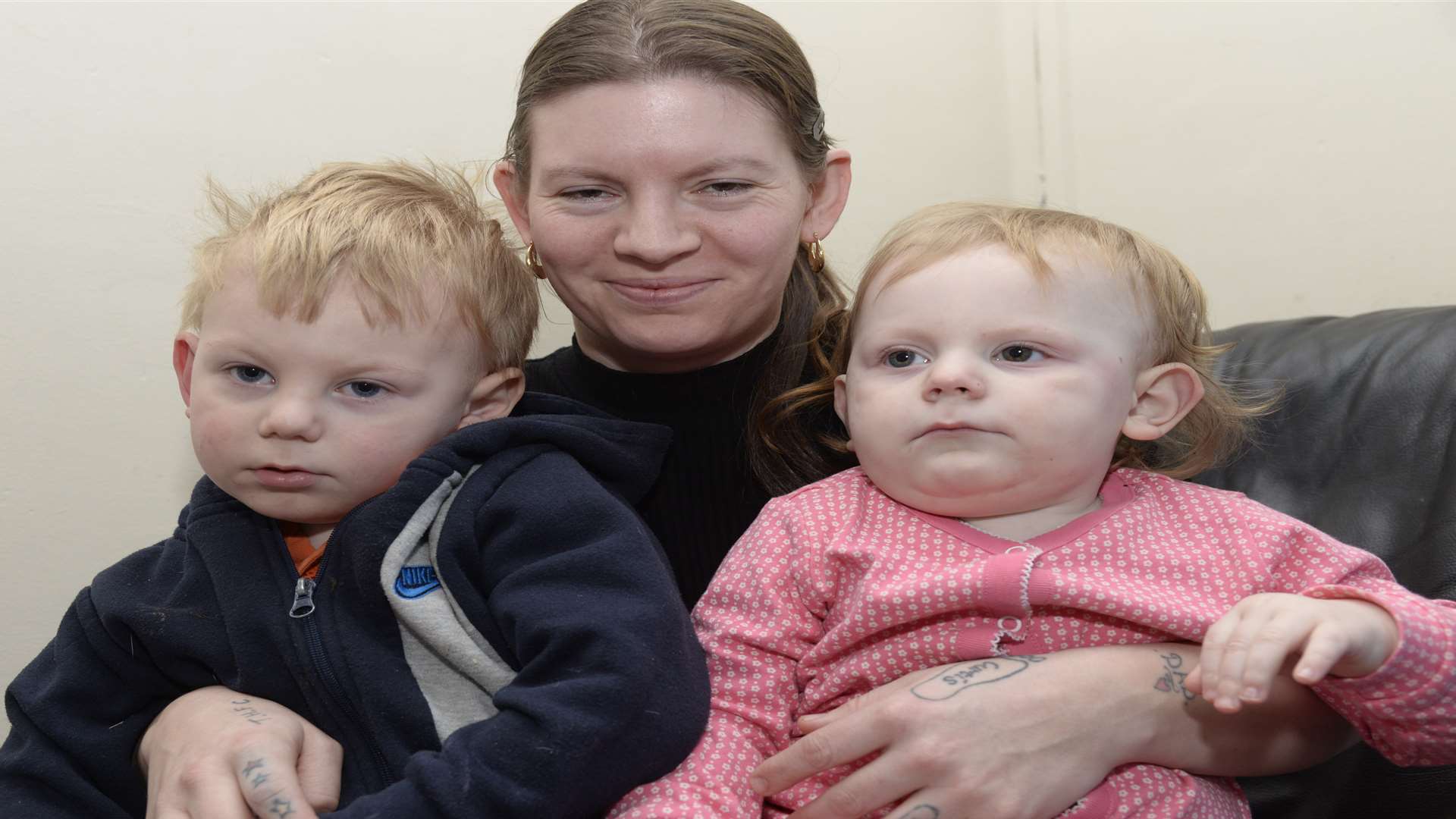 Lucy Watts with children Reggie and Ronnie