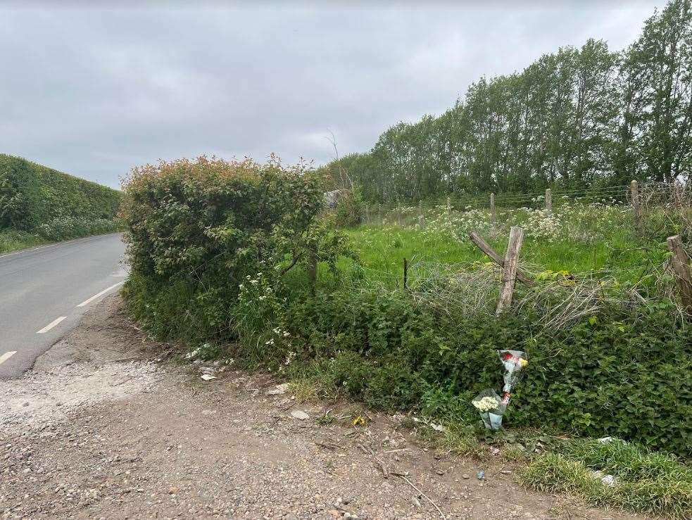 Flowers have been left for the cyclist in Lower Road, Teynham