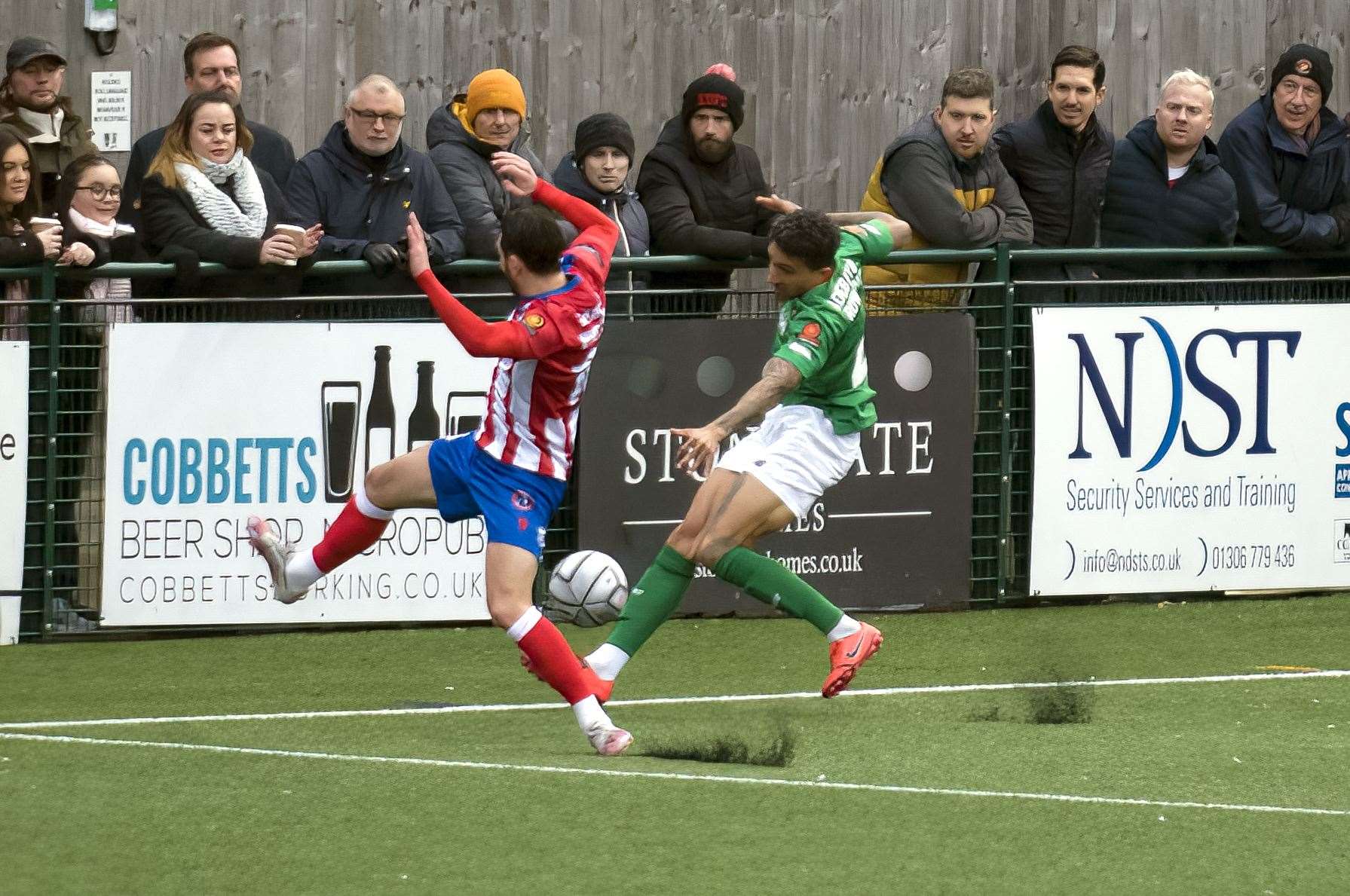 Tobi Adebayo-Rowling in action for Ebbsfleet at Dorking Wanderers. Picture: Ed Miller/EUFC