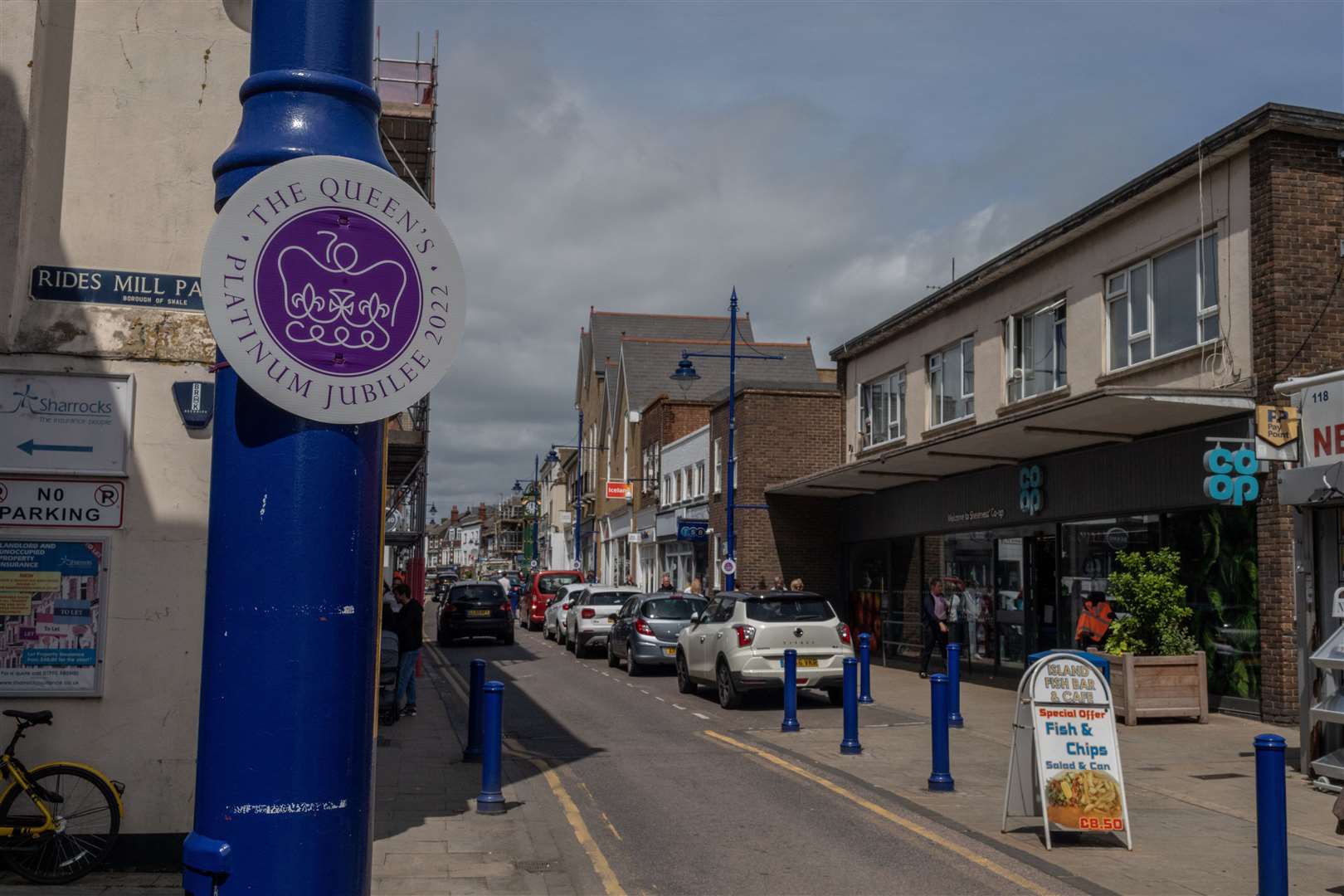 Jubilee sign on a lamppost in Sheerness Picture: SWNS/Gwyn Wright