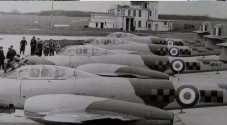 Gloster Meteor jets at RAF West Malling