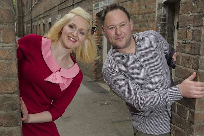 The the Historic Dockyard, Chatham, the Call the Midwife set area. kmfm breakfast DJs Garry Wilson and Emma Adam