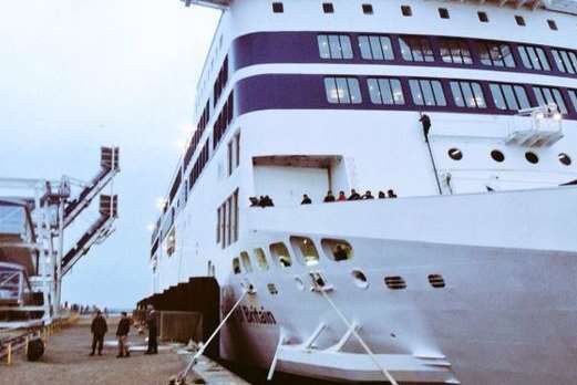 Migrants are occupying the ship Spirit of Britain in the Port of Calais. Picture courtesy of Infos Francaise