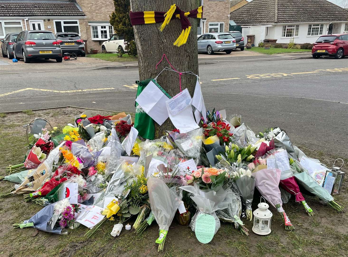 Flowers left in memory of the popular teacher Ben Allen