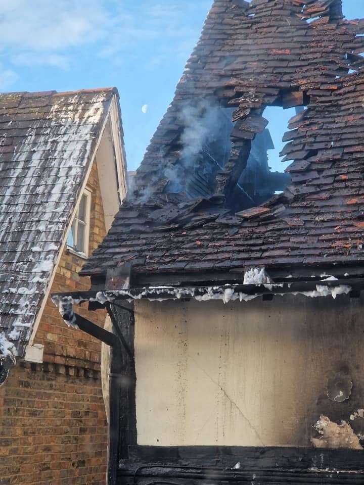 The pub was still smoking into the dawn of the next day. Picture: Tracey Crouch MP