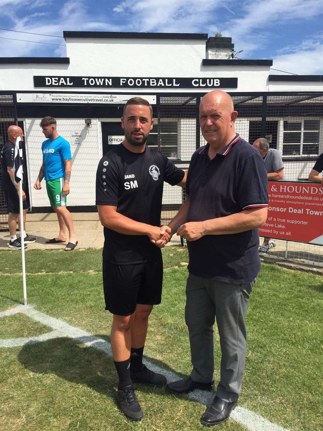 Sammy Moore will put his football training skills to good use. The ex-footballer is pictured here with Deal Town manager Derek Hares