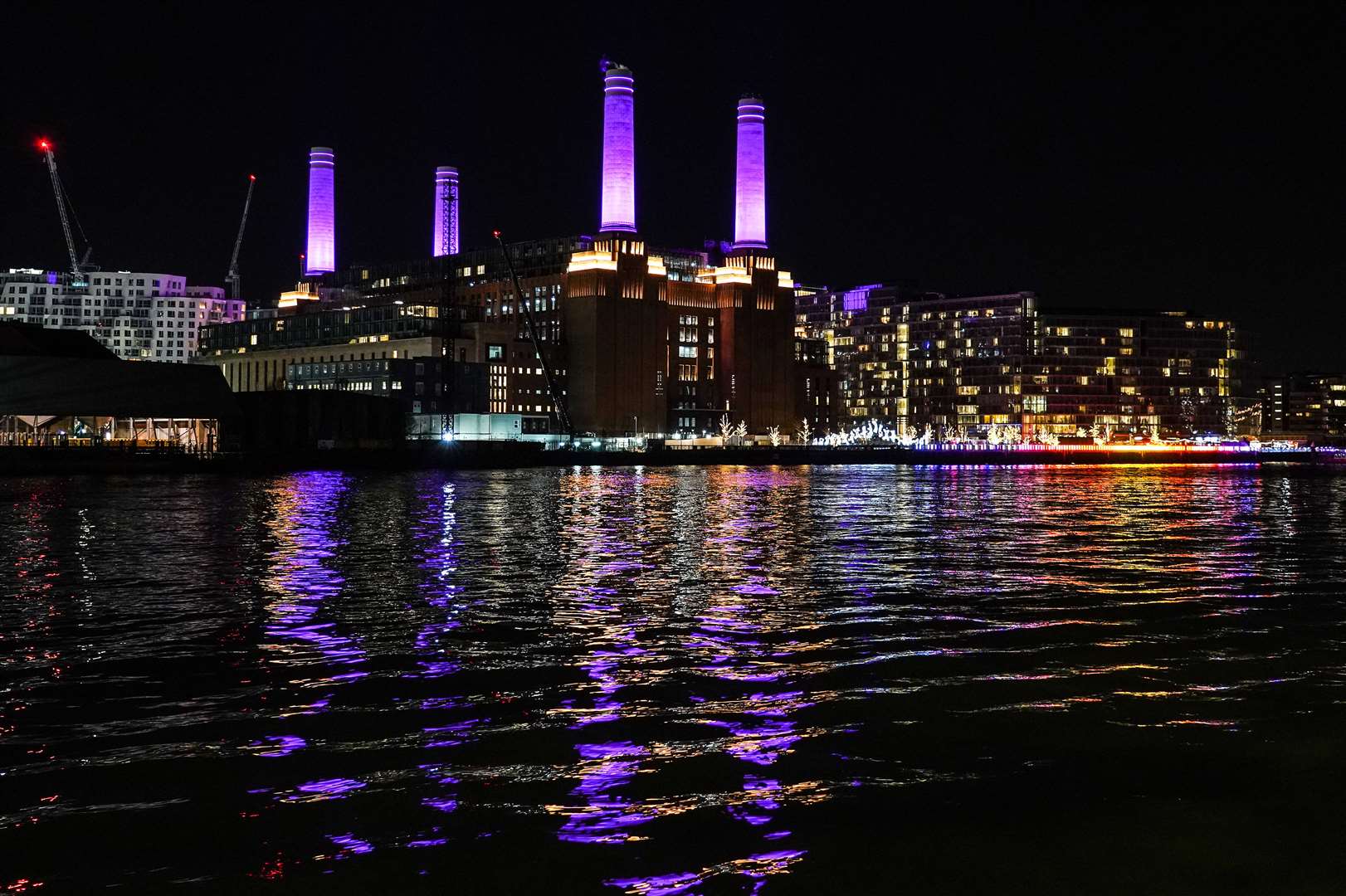 Battersea Power Station in London, lit up in purple for Holocaust Memorial Day (Ian West/PA)