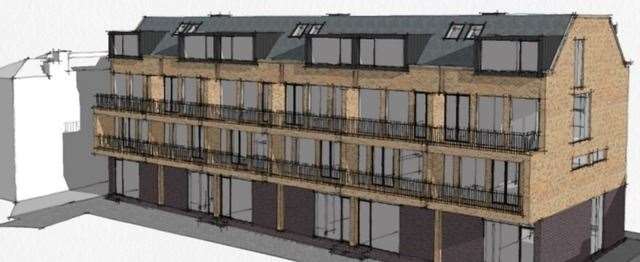 An architect's impression of the plans for a four-storey block of flats neighbouring Anchorage House in Chatham High Street. Picture: Sub Rosa Architecture