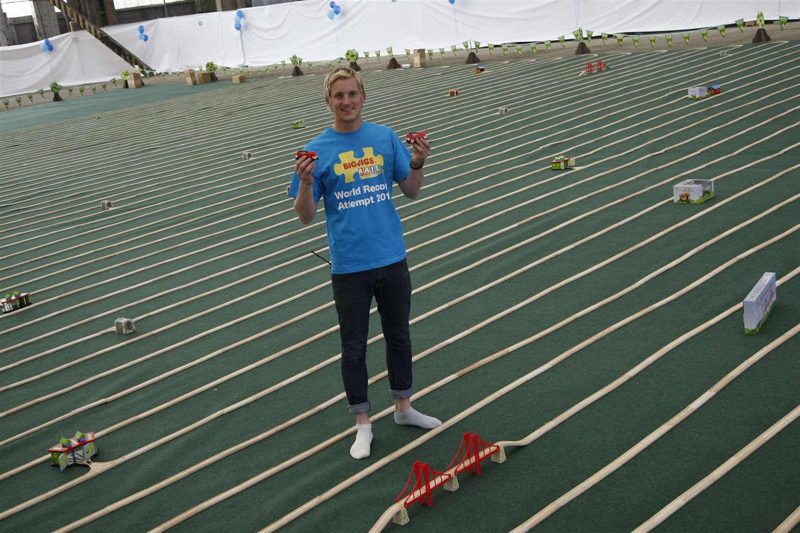 Bigjigs Toys broke the Guinness World Record for the longest wooden toy train track