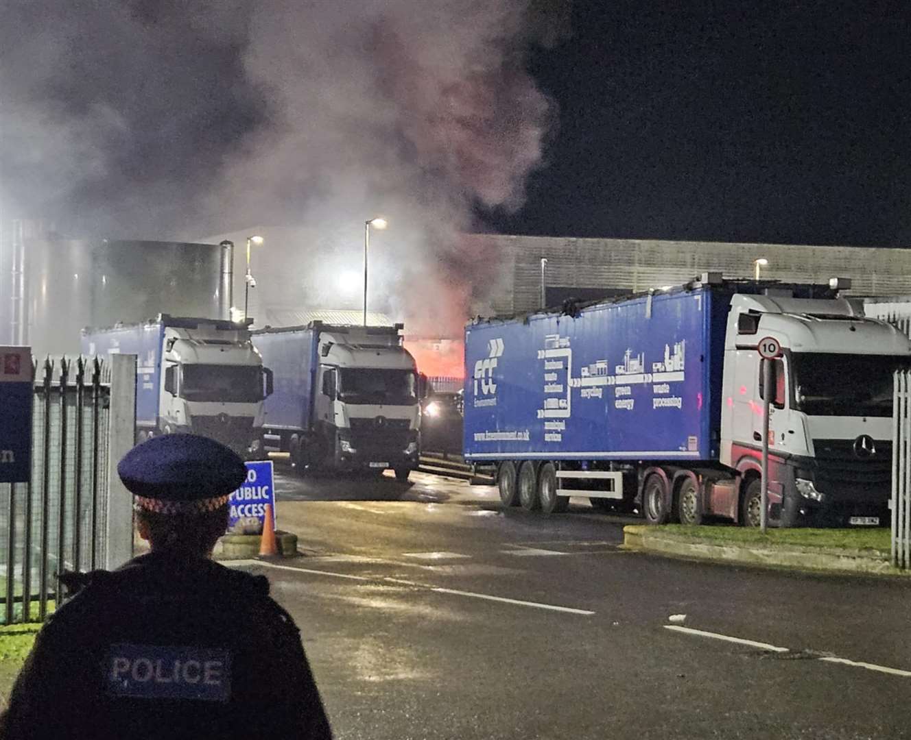 The blaze at Cobbs Wood Industrial Estate in Ashford is said to have started in a skip at the tip. Picture: Elliott Pauley