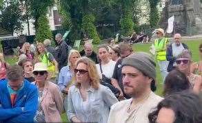 Protesters at the Save the Blean rally at Dan John Gardens, Canterbury. Picture: John Buckels/Save the Blean