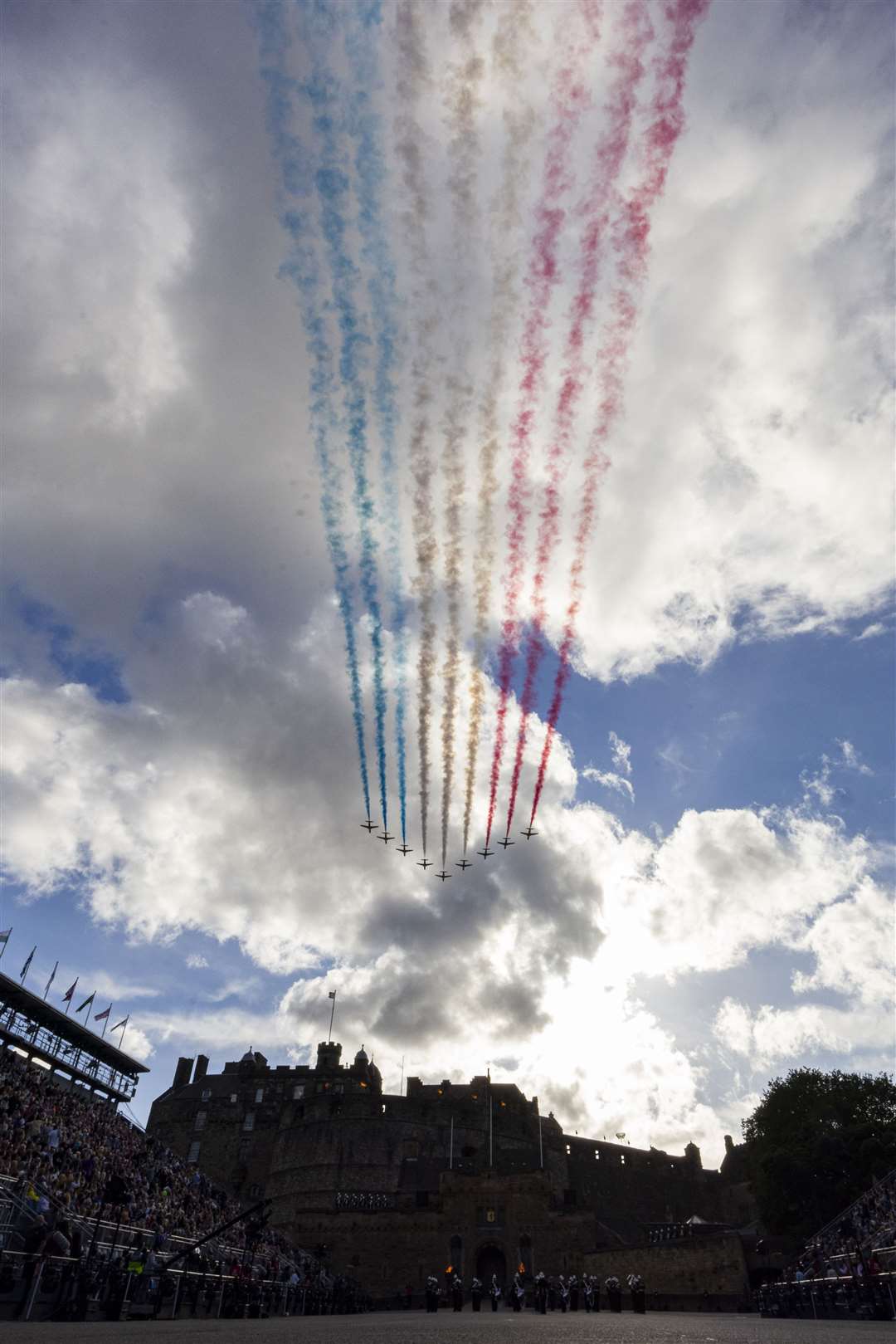 The trails made for a striking contrast with the Edinburgh skies (The Royal Edinburgh Military Tattoo/PA)