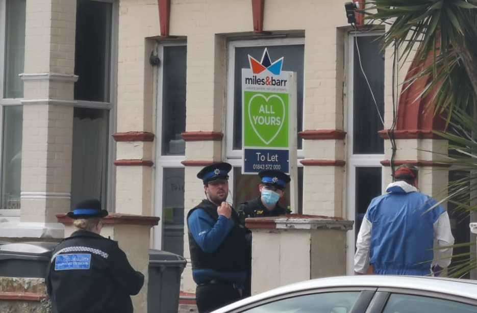 Police outside flats in Surrey Road