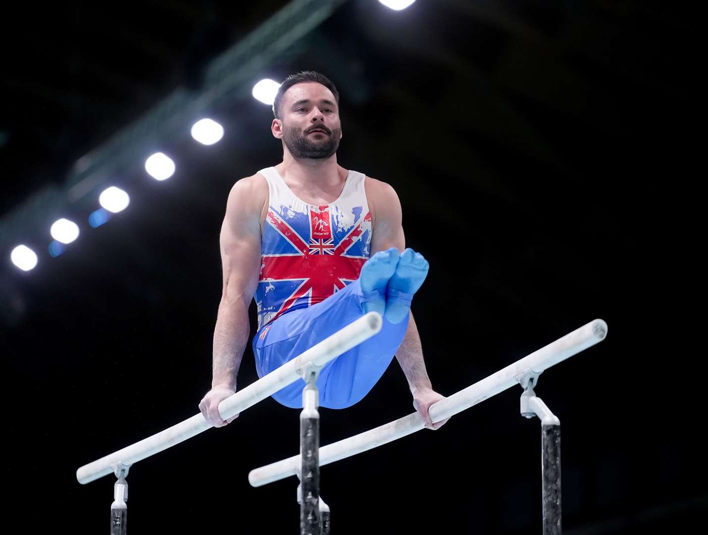 James Hall on the parallel bars at the European Artistic Gymnastics Championships in Italy this year. Picture: Simone Ferraro