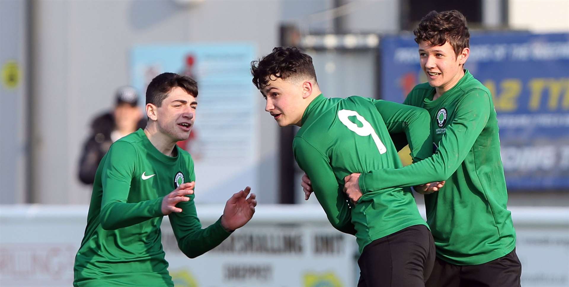 Vinters Park under-15s celebrate Josh Sibley's winner against Orpington Mustangs. Picture: PSP Images