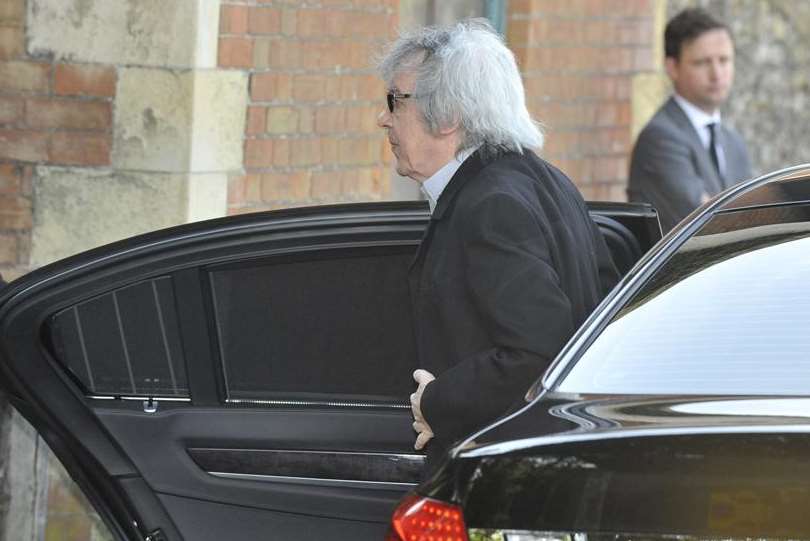 Bill Wyman arrives at Peaches' funeral