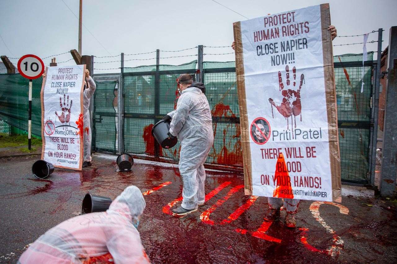 Activists took radical action at Napier Barracks in January. Picture: Andrew Aitchison /In pictures via Getty Images