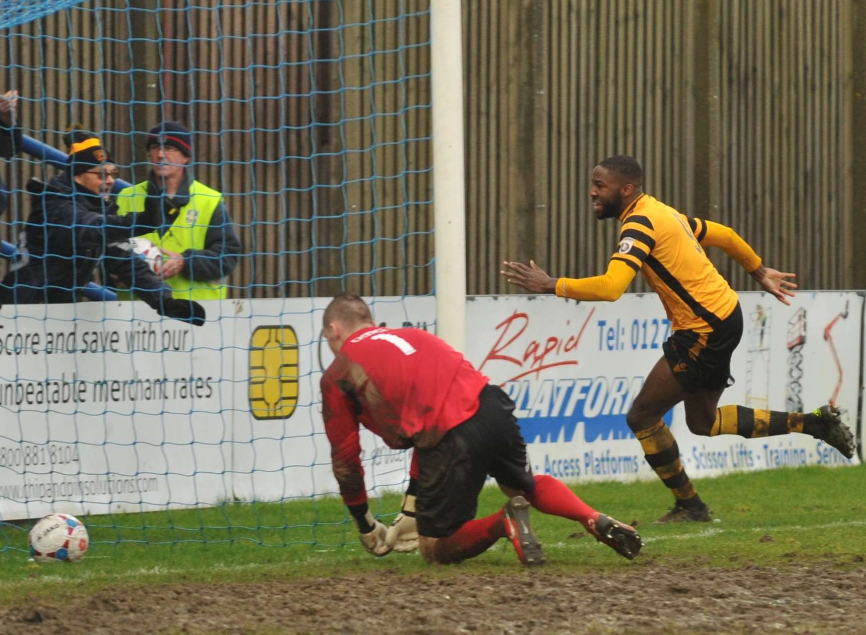 Dumebi Dumaka scores the winner on his Maidstone debut Picture: Steve Terrell